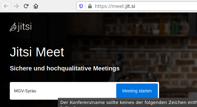 Webseite Jitsi Meet